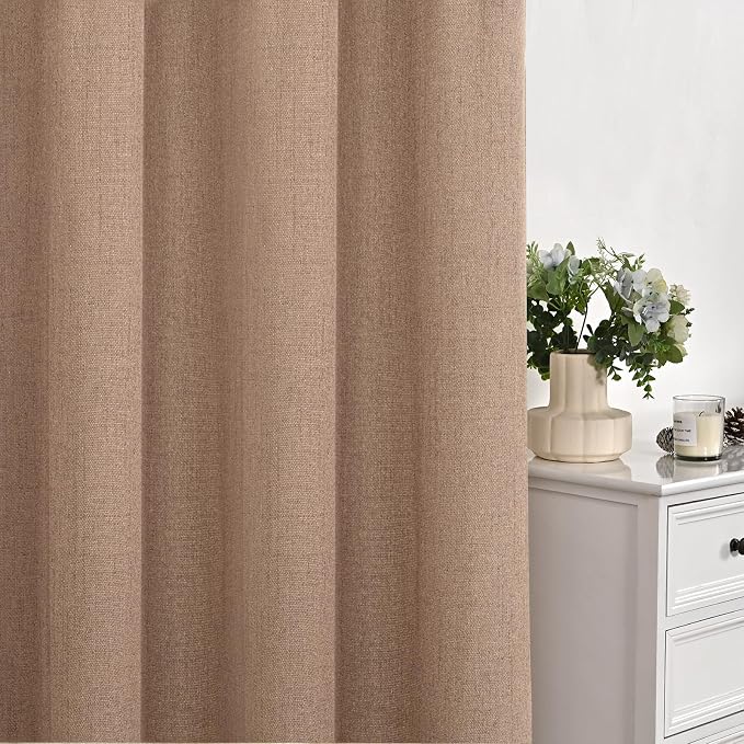 Mocha Brown Linen Semi Sheer Curtains 42X63 Inch Length - Image 7