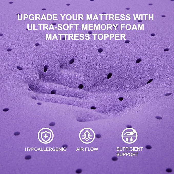 SINWEEK 4 Inch Gel Memory Foam Mattress Topper Ventilated Soft Mattress Pad, Bed Topper, CertiPUR-US Certified, Twin XL Size