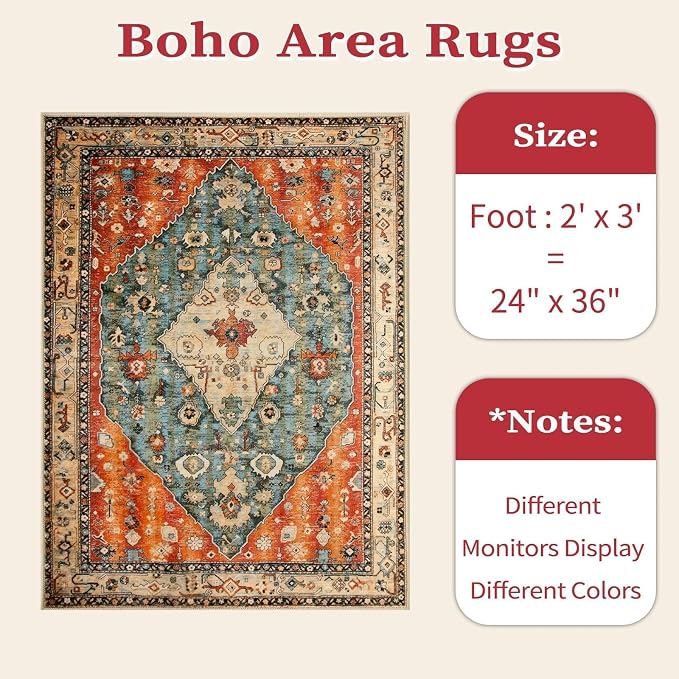 SERISSA 2x3 Washable Non Slip Boho Small Area Rug - Image 7