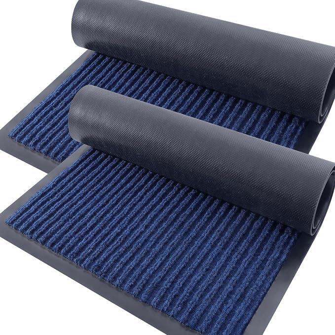 OLANLY 2-Pack Front Door Mats 59x23, Waterproof Heavy-Duty Doormats | Blue by OLANLY
