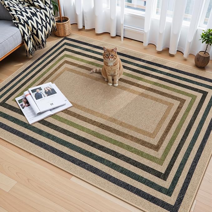 Lahome Modern Geometric Easy Jute Rug, 4x6 Washable Indoor Outdoor Rug | - Image 3