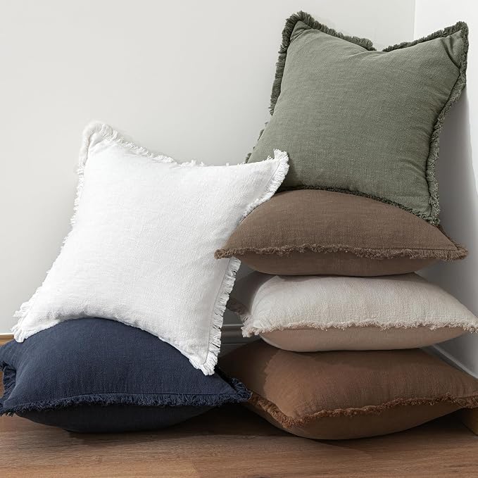 MIULEE Linen Decorative Fall Lumbar Throw Pillow Covers Cocoa Brown 12x20 | Set - Image 5