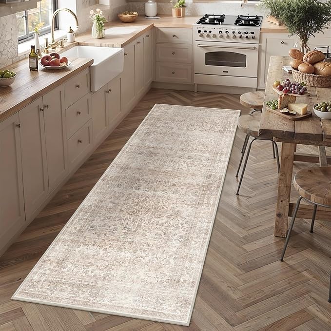 Schweek 3x7 Hallway Runner Rugs Washable Non Slip Kitchen Runners Beige | - Image 3