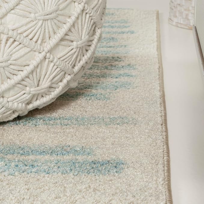 JONATHAN Y Khalil Modern Berber Stripe Cream/Turquoise Runner Rug, Contemporary - Image 7