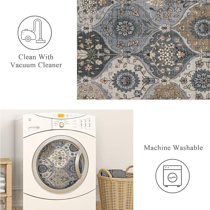 Lahome Moroccan Washable Area Rug, 5x7 Rugs - Image 4