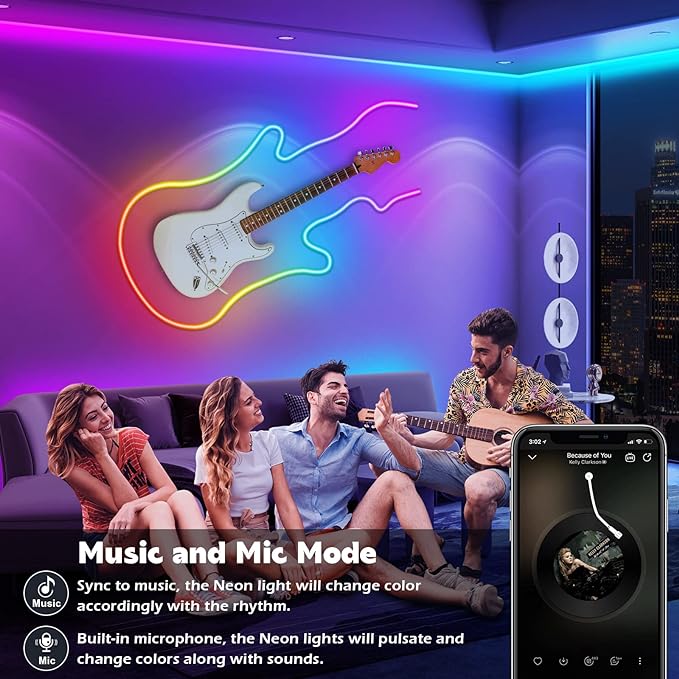 AILBTON 60FT Led Neon Rope Lights Control with App/Remote,Flexible Led Rope Light,Multiple Modes,IP65 Outdoor RGB Lights Waterproof,Music Sync Gaming Led Neon Strip Light for Bedroom Decor