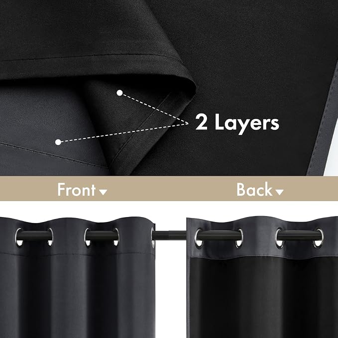 MIULEE Grey 100% Blackout Curtains - Image 3