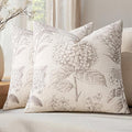 Set of 2 Decorative Floral Pillow Covers 20x20 Inch Light Camel | Neutral by SWANCOCO