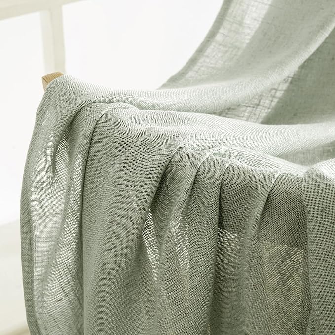 MIULEE Sage Linen Curtains 52x72 Inch Long - Image 6