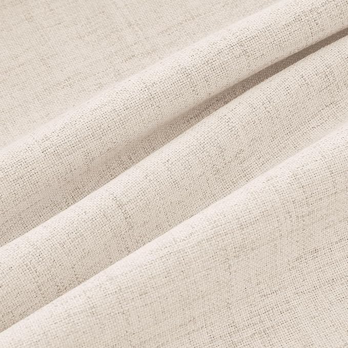 MIULEE 100% Blackout Linen Curtains 42 x 63 Inch Cream Beige 2 Panels | Thermal - Image 9