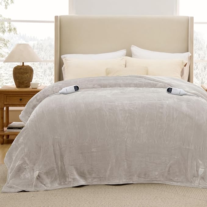 Bedsure Heated Blanket Queen Size, Dual Control Electric Blanket, Cream | - Image 9
