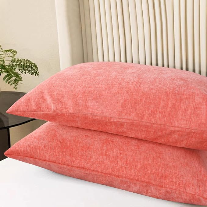 CaliTime Decorative Throw Pillow Covers 26 X 20 Inches Living Coral | Pack of 2 - Image 3