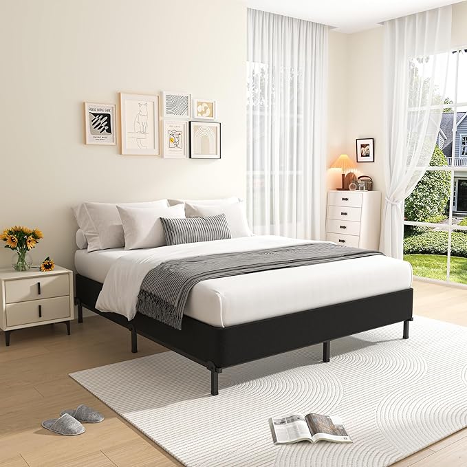 MAF Cal King Size King Box Spring, 10 Inch High Profile Box Spring Cal King 3500 lbs Black Heavy Duty Metal Mattress Foundation with Easy Clean Fabric Cover, Easy Assembly