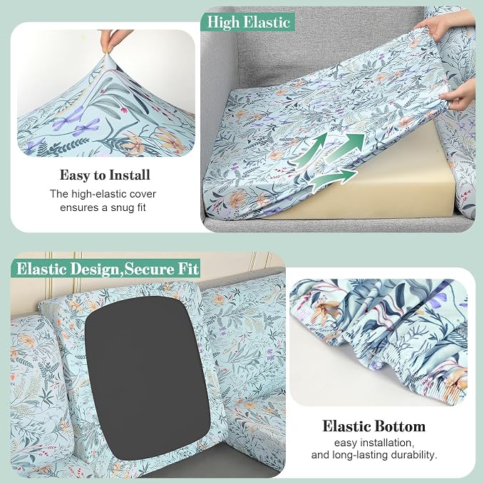 4Pcs Patio Cushion Covers Stretch Outdoor Furniture Protector Slipcovers | - Image 5