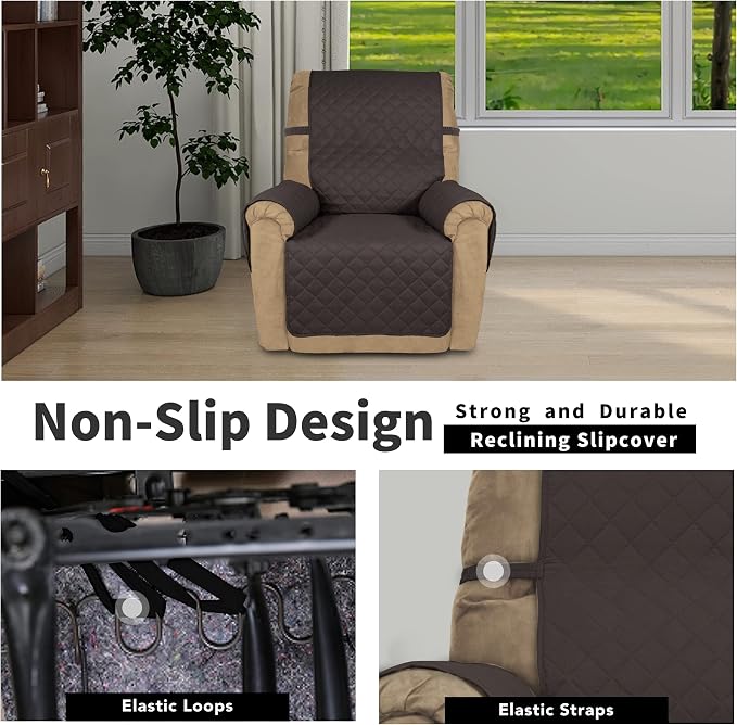 Easy-Going Reversible Couch Cover, Recliner 22 in, Chocolate/Chocolate | - Image 3