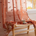 MIULEE Terracotta Sheer Fall Curtains 2 Panels Leaf Patterned, W52 x L63 | by MIULEE