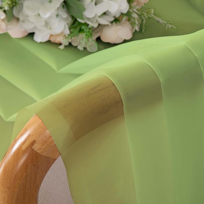 Chyhomenyc Lime Sheer Curtains 72 Inch Length 2 Panels, Light Filtering Soft - Image 2