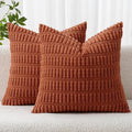 MIULEE Fall Corduroy Decorative Throw Pillow Covers 12x12 Rust Pack of 2 | by MIULEE