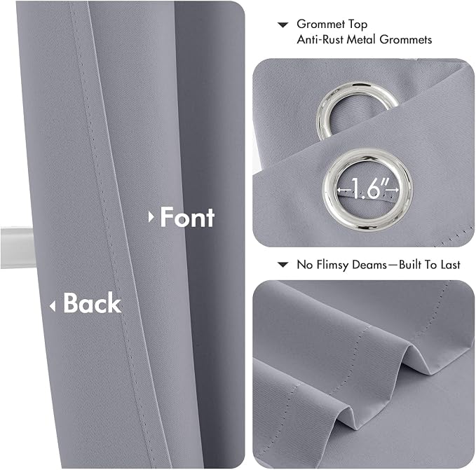 MIULEE Blackout Curtains for Bedroom 2 Panels 40 x 45 Inch Long Silver Grey | - Image 4
