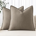 MIULEE Decorative Linen Euro Sham Pillow Covers 24x24 Inch Tan Taupe | Boho by MIULEE