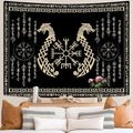 OSUNBD Nordic Vikings Tapestry, Large 9371 inches Soft Flannel, Vegvsir Symbol Twins Dragons Celtic Rune Scandinavian Aesthetic Mythology Tapestry Wall Hanging for Bedroom Living Room Decor
