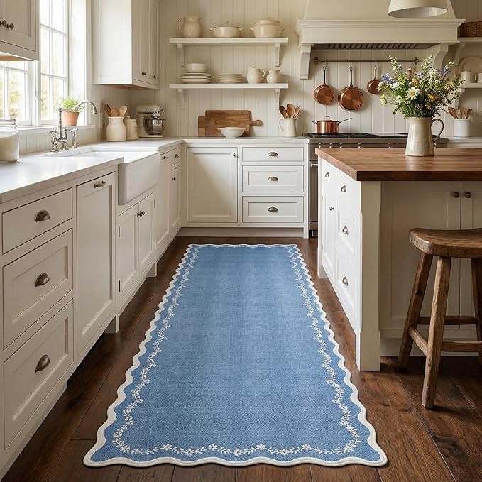 GarveeHome 2.5x8 Scalloped Washable Runner Rug Non Slip Hallway Kitchen Rug | by GarveeHome