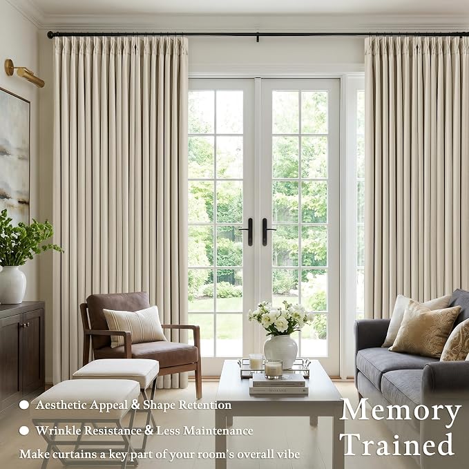 Oatmeal Beige Extra Wide Blackout 60 x 108 Inch Pinch Pleat Curtain 1 Panel | - Image 5