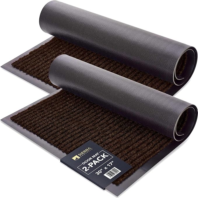 Front Door Mat, Indoor Outdoor Welcome Entryway Doormat, 30x17 Dark Brown | by SierraConcepts