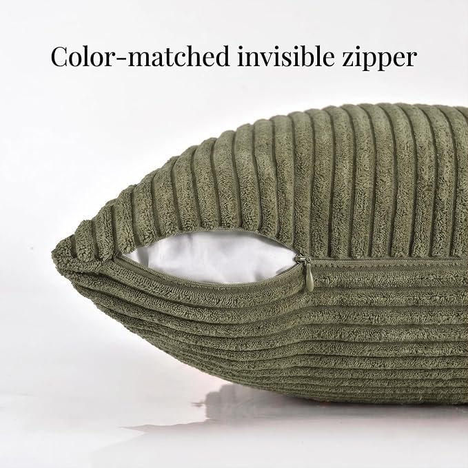 Fancy Homi 2 Packs Olive Green Lumbar Decorative Throw Pillow Covers 14x22 Inch - Image 4