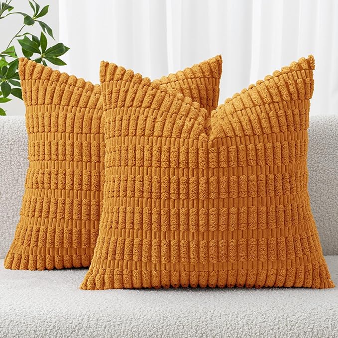 MIULEE Fall Decorative Throw Pillow Covers 16x16 Burnt Orange Pack of 2 | Soft by MIULEE