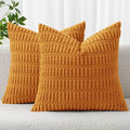 MIULEE Euro Fall Corduroy Decorative Throw Pillow Covers 24x24 Burnt Orange | by MIULEE