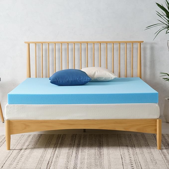 ZINUS 4 Inch Green Tea Cooling Gel Memory Foam Mattress Topper, Smaller, More Convenient WonderBox Packaging, Cooling Gel Foam, Pressure-Relieving Design, CertiPUR-US Certified, Queen