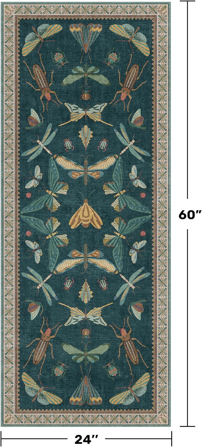 Brown and Green Kitchen Sink Runner Rug 2x5 - Image 2