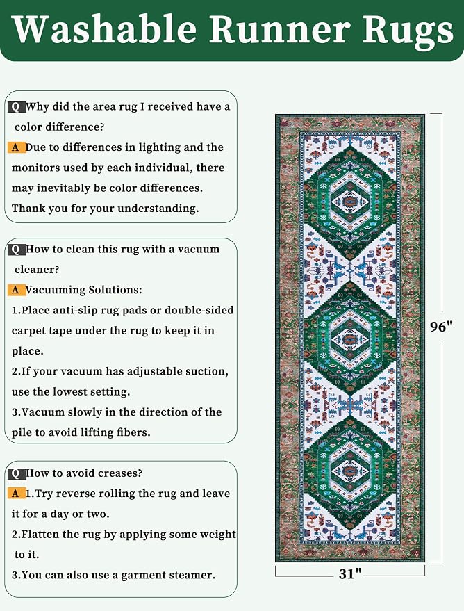 SERISSA 2'6"x8' Washable Non Slip Boho Runner Rug - Image 2