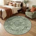 RELEANY Washable Area Rug, Round 4ft, Water Repellent, Pet Friendly, Vintage by RELEANY