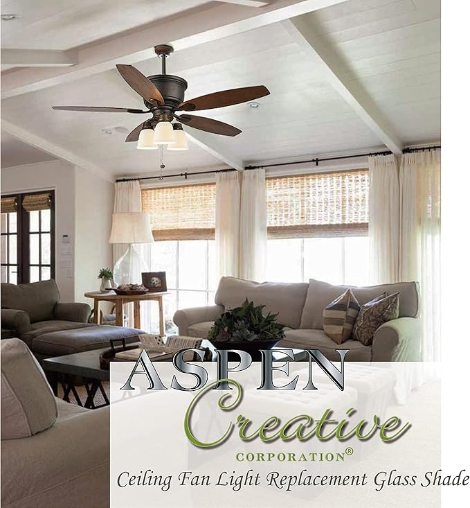 Aspen Creative 23059-4 Transitional Clear & Sandblasted Ceiling Fan Glass Shade.2-1/8"Fitter.Size:4-7/8"D x 5"H.4Pcs/Pack