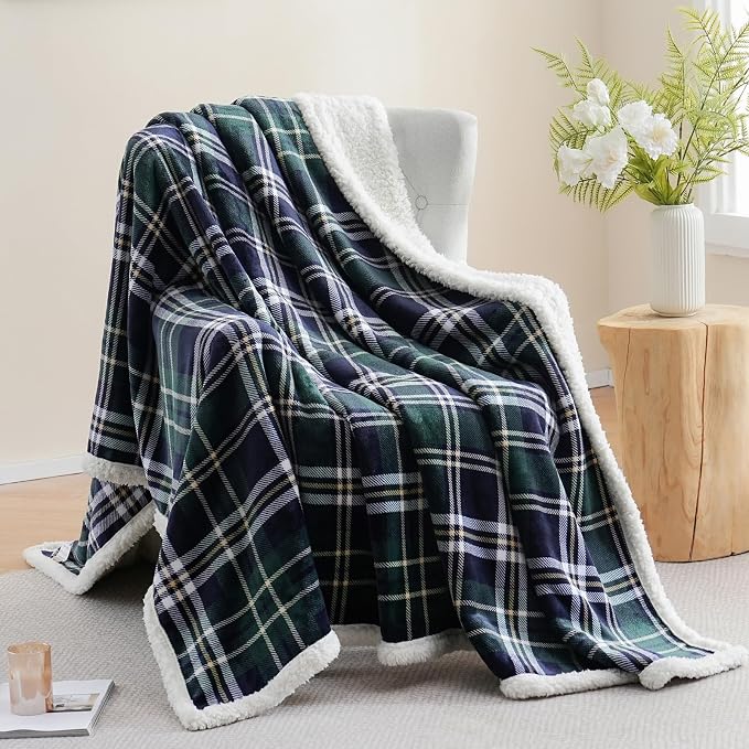 PU MEI Sherpa Fleece Throw Blanket 60" x 80" Reversible Plush Fluffy Large Big by HOME