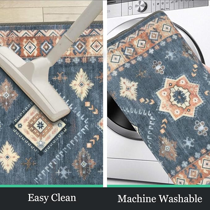 HEBE Boho Kitchen Rugs Set of 3, Non Slip Washable Kitchen Mats - Image 5