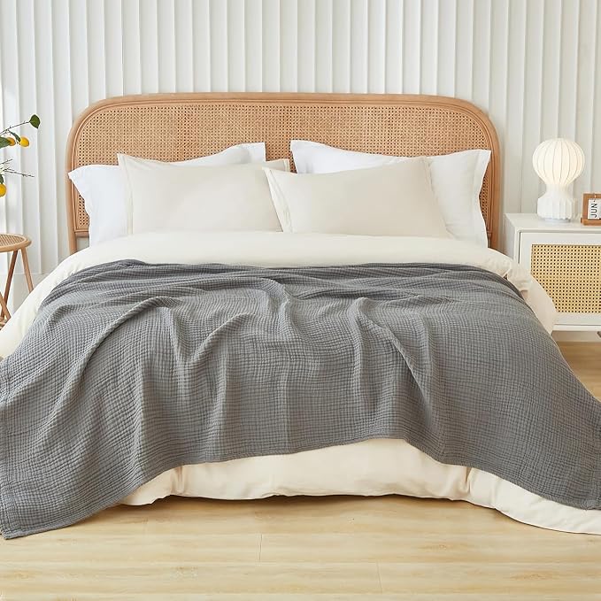 EMME Muslin Blankets for Adults Throw Blanket for Couch Breathable Gauze Soft by EMME