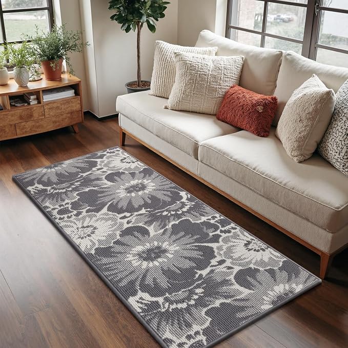 Findosom Hallway Runner Rug 2x6, Non Slip High-Low Textured Floral Washable - Image 8