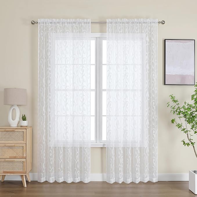 Furman Sheer White Curtains 84 inches Long - Image 3