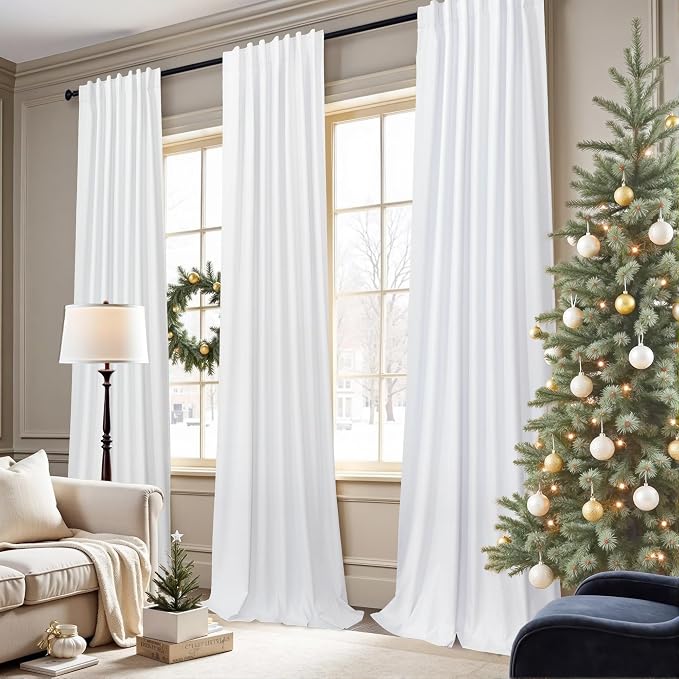 Pitalk White Room Darkening Curtains White Blackout Curtain 68 Inch Length 2 - Image 7
