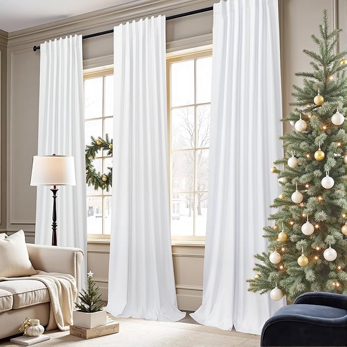 Small Blackout Curtains 45 Inches Long 2 Panels Short Linen Look Heat Blocking - Image 8
