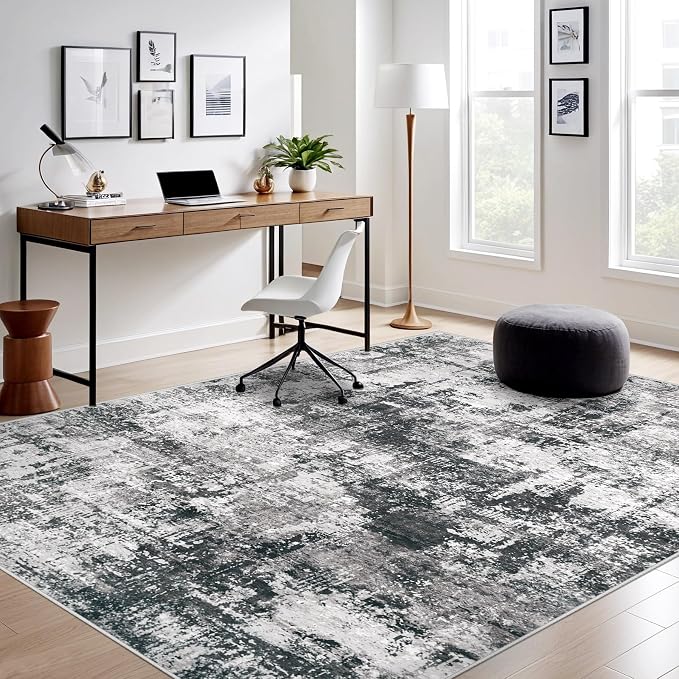 6x9 Area Rugs Washable Rug: Abstract Neutral Rugs Modern Non Slip Area Rug - Image 7