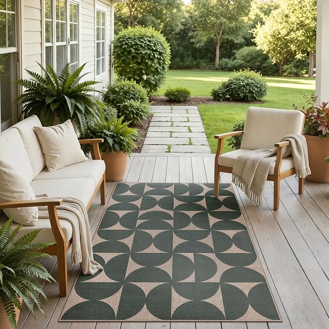 Lahome Green Easy Jute Front Porch Rug, 3x5 Semi Circle Outdoor Rug | Non Slip - Image 7