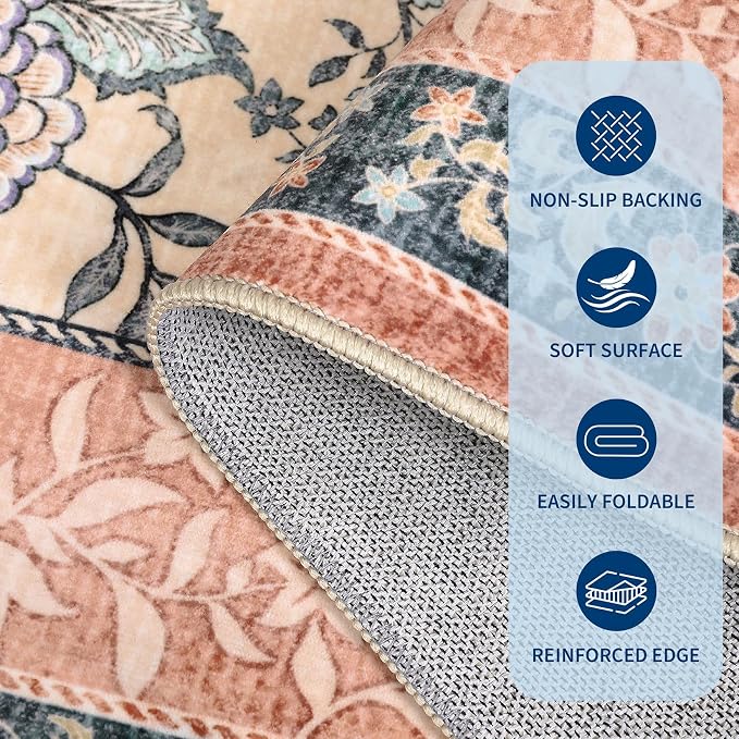 GarveeHome Terracotta Teal 8x10 Area Rugs - Image 6