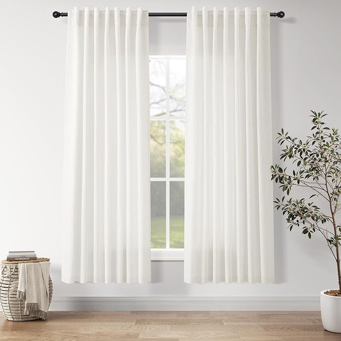Neutral Linen Curtains 72 Inches by Nanspring
