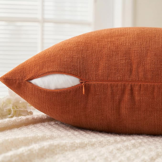 MIULEE Halloween Fall Burnt Orange Chenille Couch Pillow Covers, 16x16 | Set of - Image 3