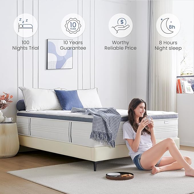Twin Size Mattresses, 14 Inch Twin Mattress in a Box with Gel Memory Foam, Individually Pocketed Springs for Pressure Relief and Back Pain Relief-Medium Plush