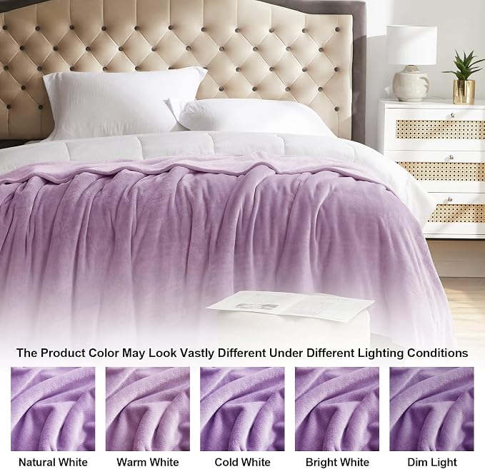KMUSET Fleece Blanket Throw Size Lilac Lightweight Super Soft Cozy Luxury Bed - Image 7